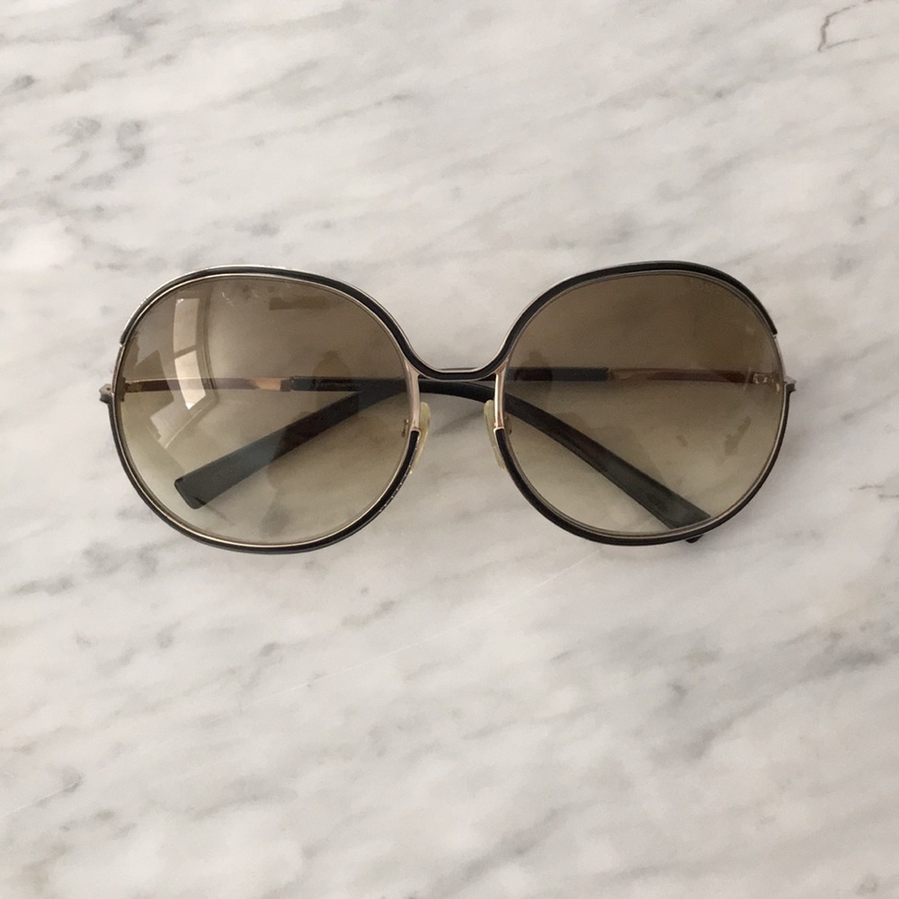 Tom Ford black and gold metal frame sunglasses